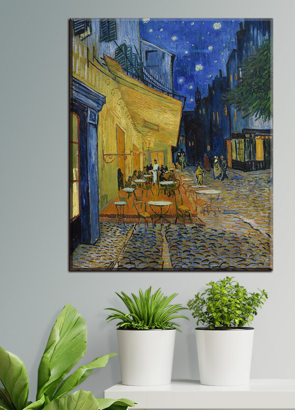 Peinture d'une rue avec des tables et des chaises Tableaux Peinture d'une rue avec des tables et des chaises