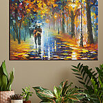 Tableaux Peinture d'un couple marchant sous la pluie