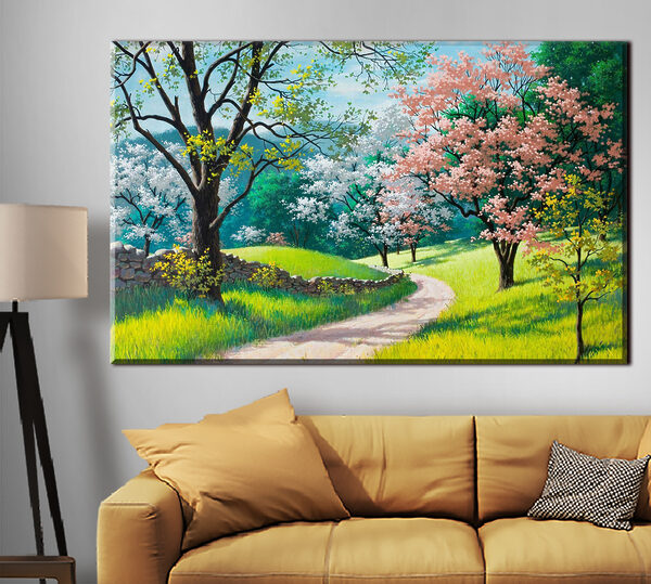 Groupe d'arbres aux fleurs roses Tableaux Groupe d'arbres aux fleurs roses