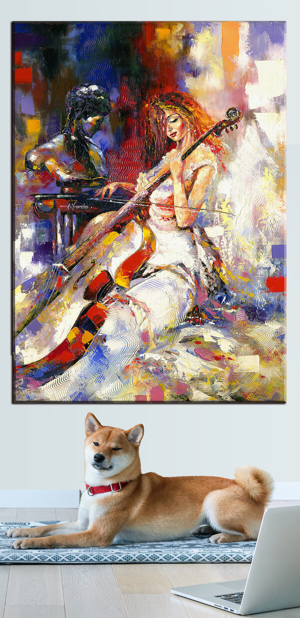 Peinture d'une femme jouant du violon Tableaux Peinture d'une femme jouant du violon