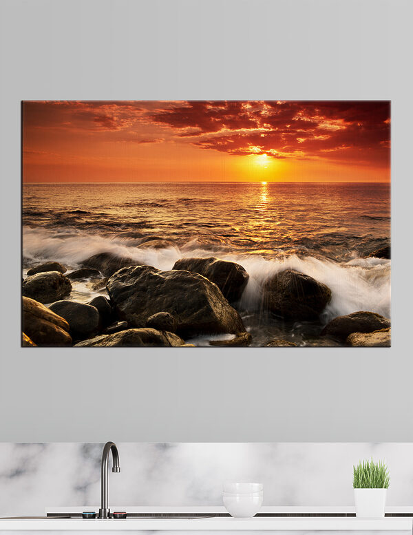 Coucher de soleil sur les vagues de l'océan Tableaux Coucher de soleil sur les vagues de l'océan