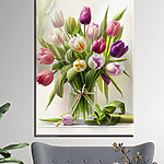Tableaux Bouquet vibrant de tulipes colorées