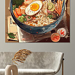 Tableaux Bol de ramen avec baguettes et œuf