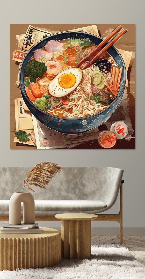 Bol de ramen avec baguettes et œuf Tableaux Bol de ramen avec baguettes et œuf