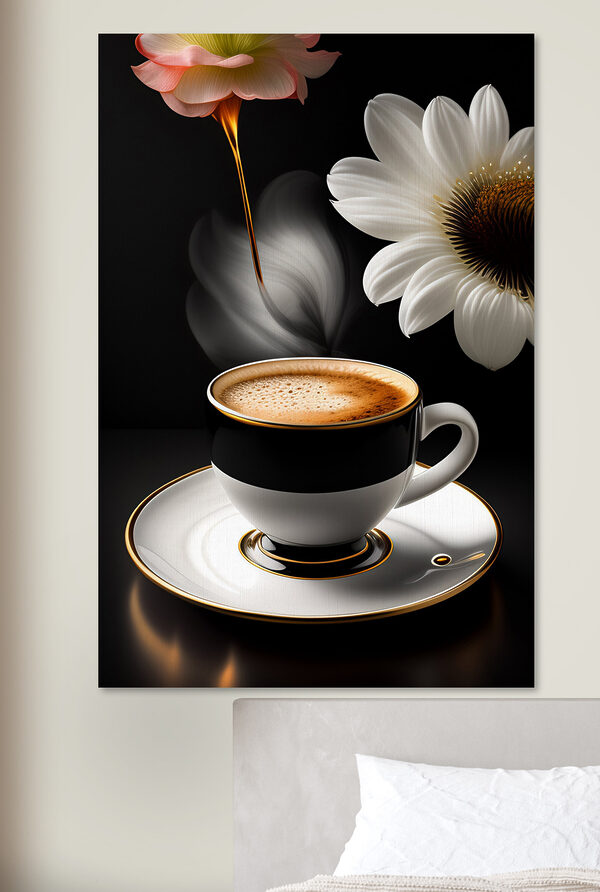 Arôme floral tourbillonnant au-dessus de l'espresso Tableaux Arôme floral tourbillonnant au-dessus de l'espresso