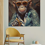 Tableaux Chimpanzé portant des lunettes de soleil et tenant une carte