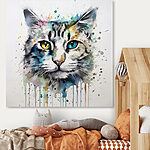 Tableaux Chat vibrant aux yeux colorés.
