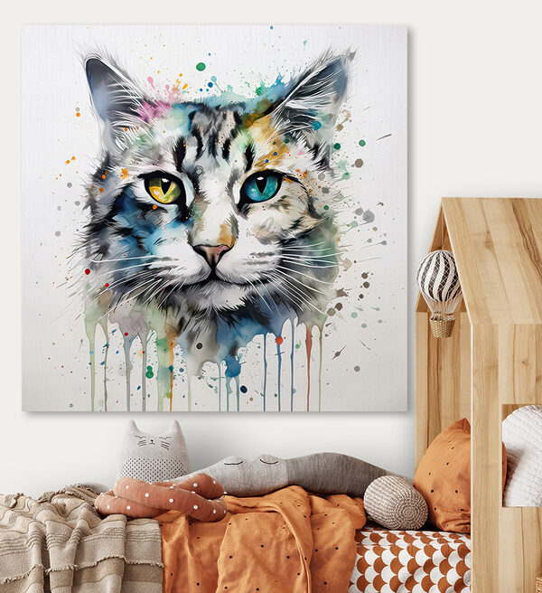 Chat vibrant aux yeux colorés Tableaux Chat vibrant aux yeux colorés