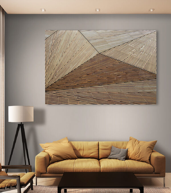 Motif géométrique en bois avec des lignes Tableaux Motif géométrique en bois avec des lignes