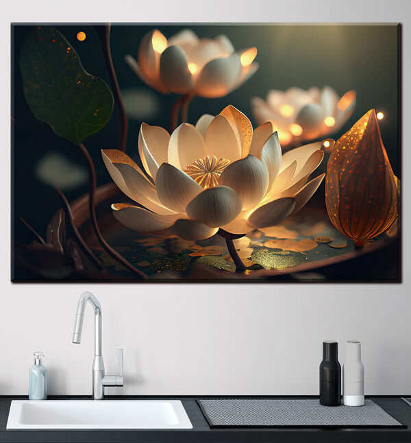 Le lotus illuminé fleurit dans l'obscurité Tableaux Le lotus illuminé fleurit dans l'obscurité