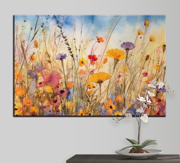 Fleurs sauvages vibrantes dans une explosion d'aquarelle Tableaux Fleurs sauvages vibrantes dans une explosion d'aquarelle