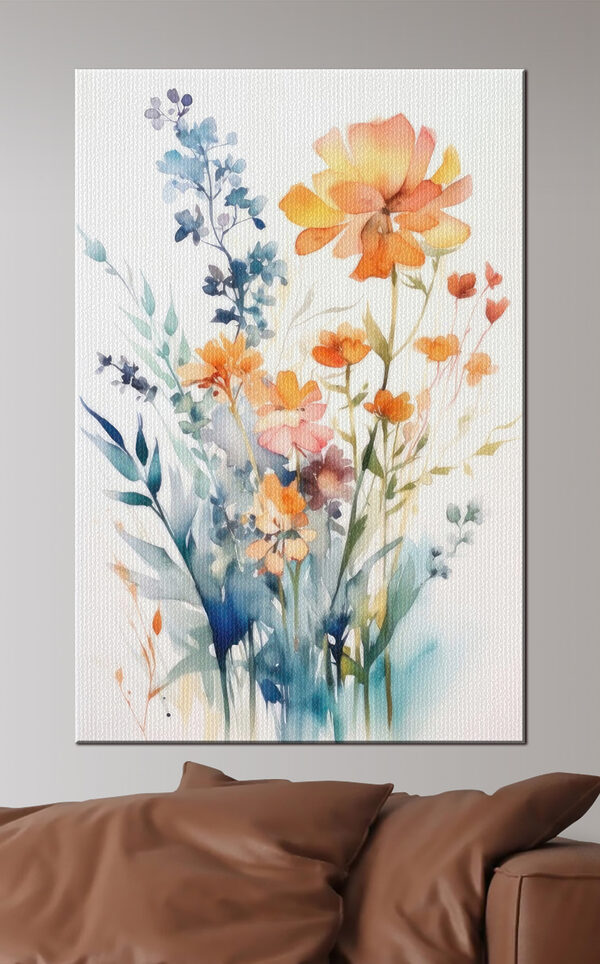 Fleurs de jardin colorées en aquarelle Tableaux Fleurs de jardin colorées en aquarelle