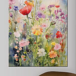 Tableaux Des fleurs sauvages dans des teintes aquarelles vibrantes.