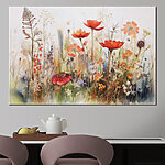 Tableaux Jardin animé avec des fleurs sauvages en pleine floraison.