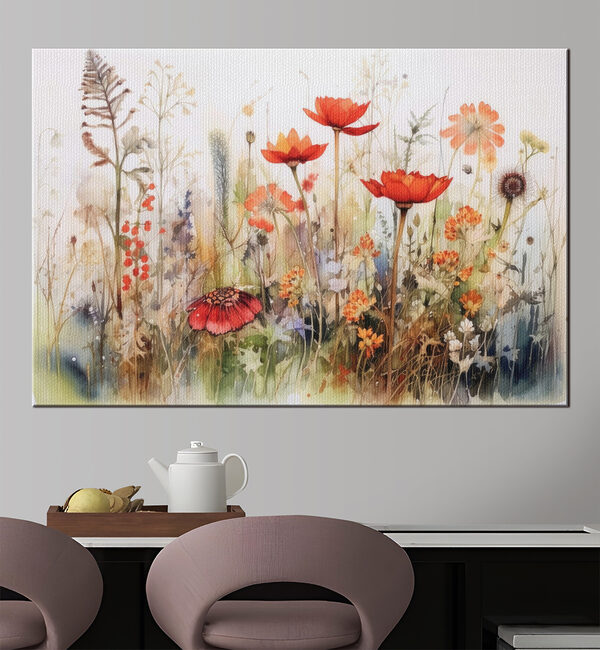 Jardin animé avec des fleurs sauvages en pleine floraison Tableaux Jardin animé avec des fleurs sauvages en pleine floraison