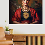 Tableaux Portrait coloré avec une coiffe florale.