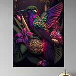 Tableaux Colibri vibrant parmi des fleurs exotiques
