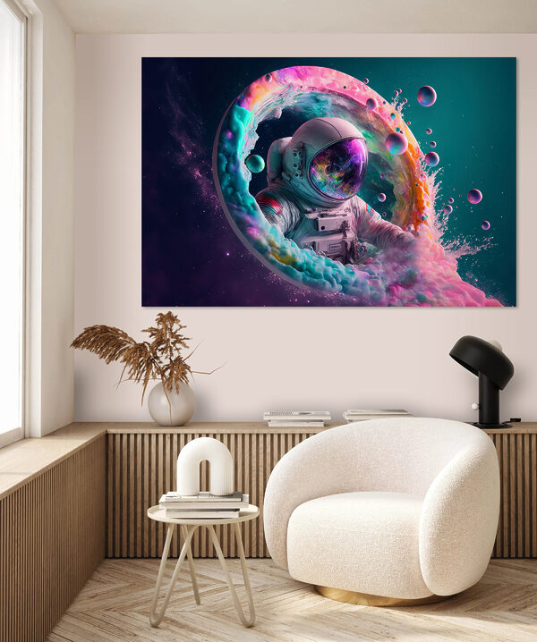 Un astronaute dans un cercle coloré Tableaux Un astronaute dans un cercle coloré