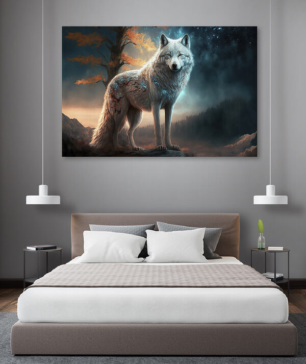 Loup mystique sous un ciel étoilé Tableaux Loup mystique sous un ciel étoilé