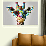 Tableaux Girafe colorée portant des lunettes de soleil funky.