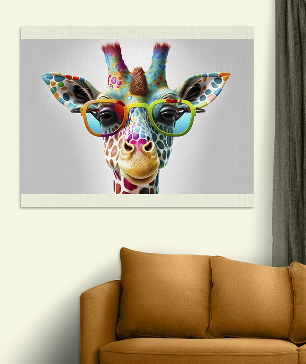 Girafe colorée portant des lunettes de soleil funky Tableaux Girafe colorée portant des lunettes de soleil funky