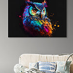 Tableaux Hibou coloré avec des éclaboussures de peinture