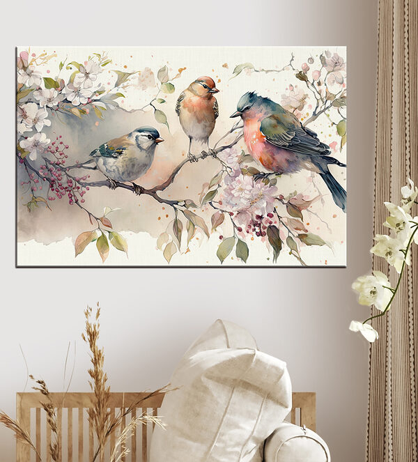 Groupe d'oiseaux sur une branche Tableaux Groupe d'oiseaux sur une branche