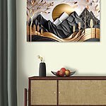 Tableaux Paysage abstrait avec montagnes et arbres.
