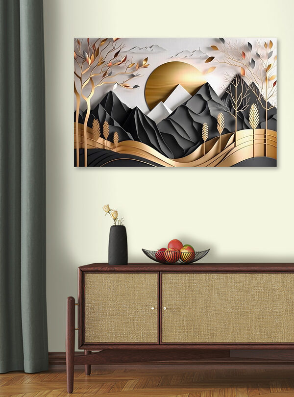 Paysage abstrait avec montagnes et arbres Tableaux Paysage abstrait avec montagnes et arbres