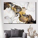 Tableaux Motif abstrait de marbre noir et jaune