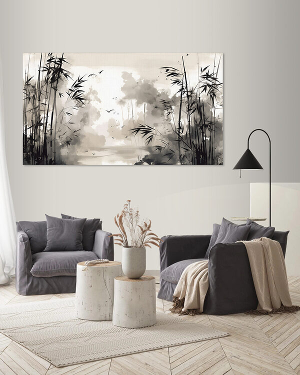 Image de bambou en noir et blanc Tableaux Image de bambou en noir et blanc