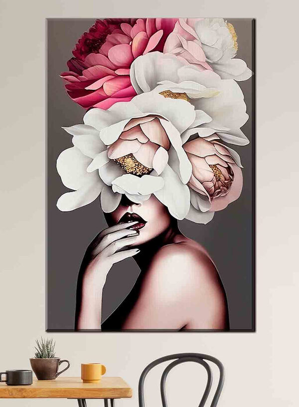 L'élégance florale embrasse une silhouette mystérieuse Tableaux L'élégance florale embrasse une silhouette mystérieuse