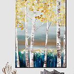 Tableaux Peinture d'arbres aux feuilles jaunes