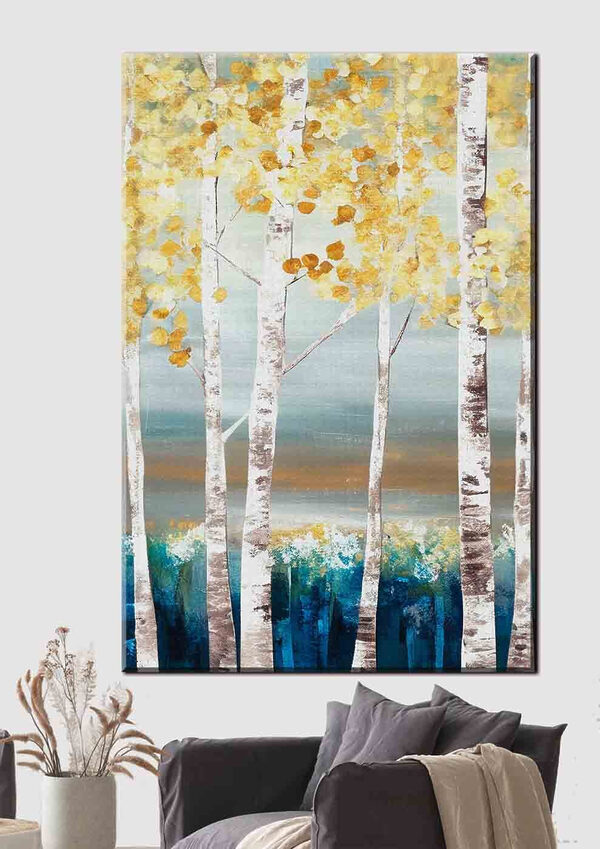 Peinture d'arbres aux feuilles jaunes Tableaux Peinture d'arbres aux feuilles jaunes