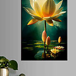 Tableaux Lotus en fleurs au milieu d'eaux tranquilles.