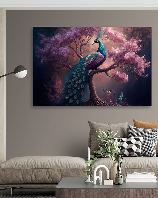 Paon coloré sur une branche d'arbre Tableaux Paon coloré sur une branche d'arbre