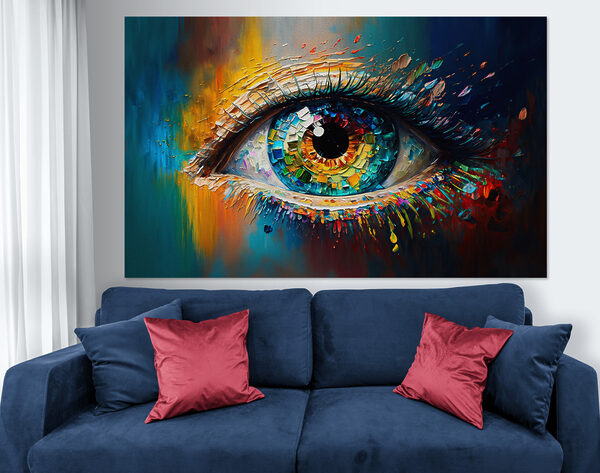 Œil coloré peint dans des teintes vibrantes Tableaux Œil coloré peint dans des teintes vibrantes