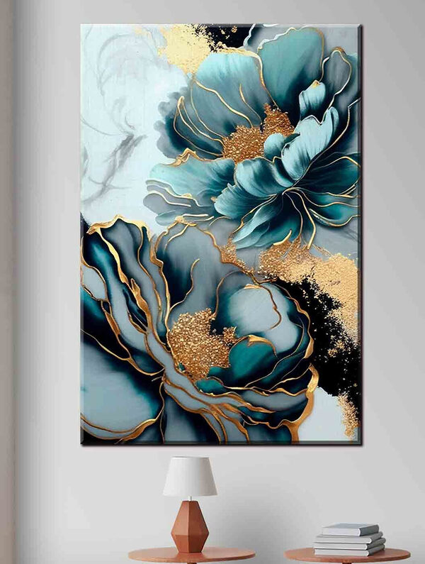 Élégante œuvre d'art floral aux accents métalliques Tableaux Élégante œuvre d'art floral aux accents métalliques