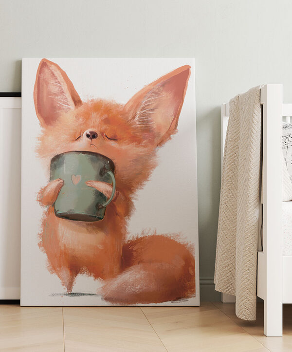 Renard fennec appréciant une boisson chaude Tableaux Renard fennec appréciant une boisson chaude