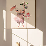 Tableaux Lapin fleuri avec une friandise