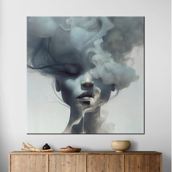 Mystérieux visage enveloppé de fumée Tableaux Mystérieux visage enveloppé de fumée