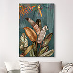 Tableaux Feuillage tropical avec oiseau perché.