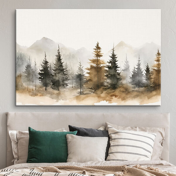 Forêt brumeuse avec des arbres imposants Tableaux Forêt brumeuse avec des arbres imposants