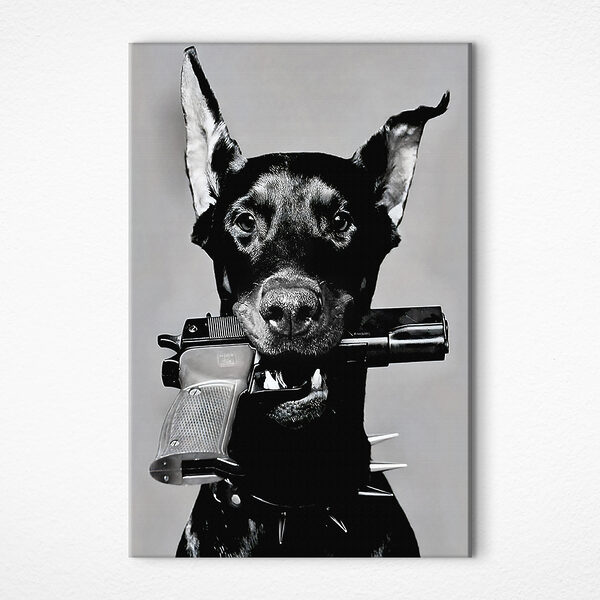 Chien tenant un fusil Tableaux Chien tenant un fusil