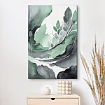 Tableaux Feuilles abstraites avec des tons verts doux.