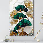 Tableaux Les fleurs émeraude et ivoire s'entrelacent élégamment.