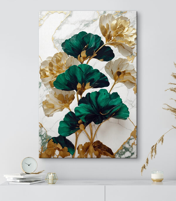 Les fleurs émeraude et ivoire s'entrelacent élégamment Tableaux Les fleurs émeraude et ivoire s'entrelacent élégamment