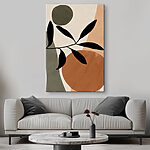 Tableaux Feuilles et formes abstraites, style minimaliste.