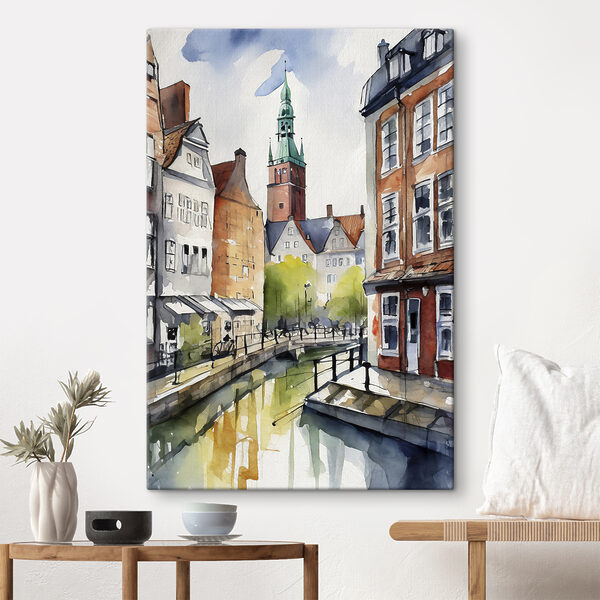 Charmante scène de canal avec des bâtiments historiques Tableaux Charmante scène de canal avec des bâtiments historiques