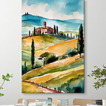 Tableaux Collines toscanes avec villa sereine.